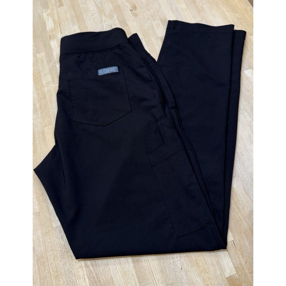 Med Couture Black Scrub Pants Womens Small S Elastic Waist Pockets